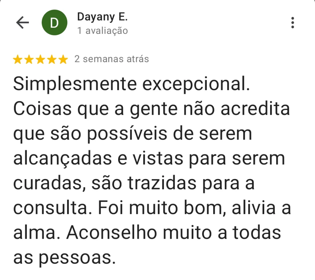 Avaliação 5 estrelas de Dayany E.