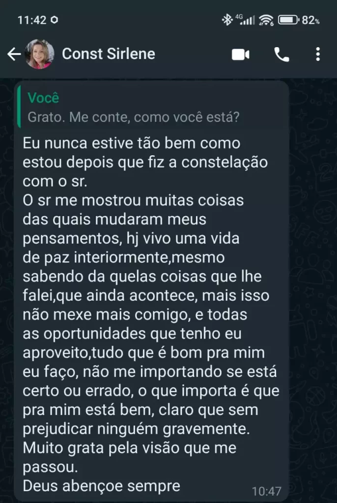 Mensagem de agradecimento enviada por WhatsApp