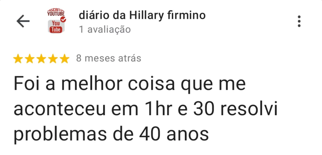 Avaliação 5 estrelas de Hillary Firmino