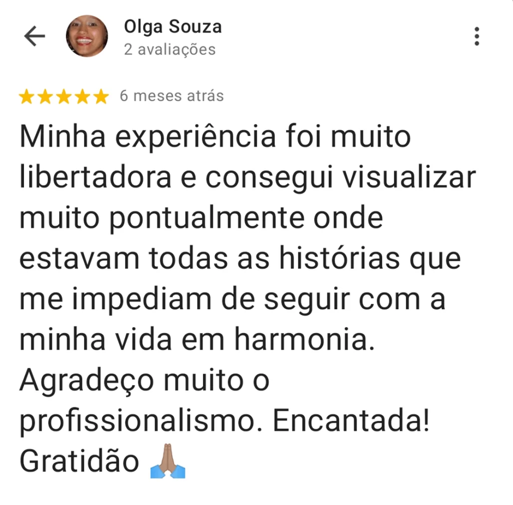 Avaliação 5 estrelas de Olga Souza